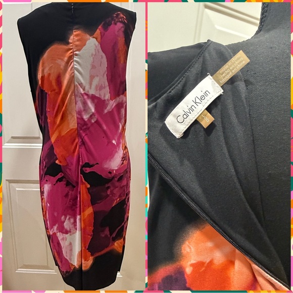 Calvin Klein Black Dress with Pink and Orange Accents - Picture 2 of 2